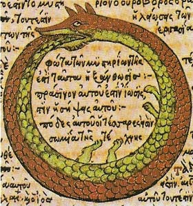 The snake or dragon that eats its own tail forms a circle signifying the cyclical nature of all things