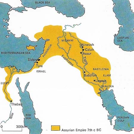 Assyria's empire reached its greatest extent in the seventh century BC, during Ashurbanipal's reign.