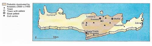 The long narrow island of Crete was the home of a Minoan civilization, the first in Europe.