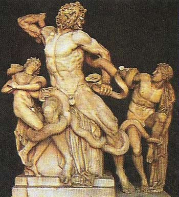 The famous statue depicting the death struggles of the Trojan prince Laocoon and his sons was produced in Rhodes by Greek artists who specialized in compositions conveying violence and anguish, emotions which became characteristic of Hellenistic art.