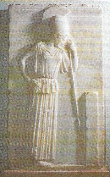 One of the finest examples of the sculpture of the Attic period is the so-called 'Mourning Athena'.