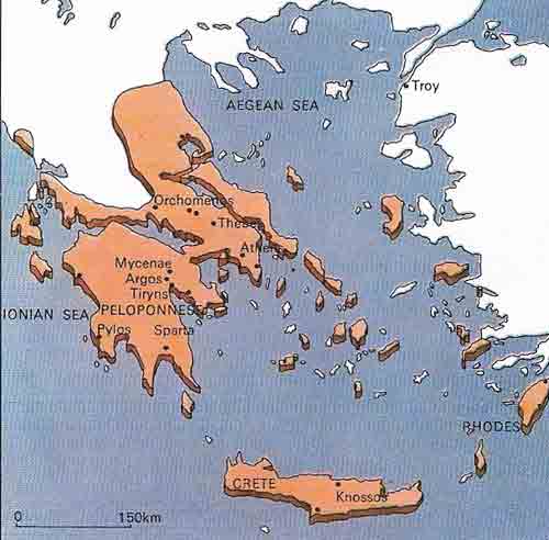 The Mycenaeans' homeland was the Peloponnese and adjacent parts of Greece, centered on the Argolid, and Mycenae itself.