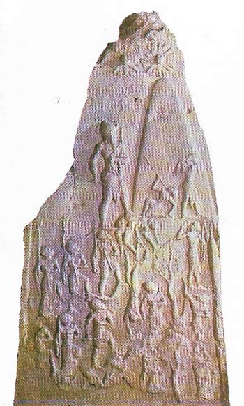 Naram-Sin (c. 2254–c. 2218) of Akkad, whose Semitic line was an interlude in Sumerian history presaging the supremacy of the Semitic Babylonians, portrayed himself on this stele triumphing over the eastern Iraqi king of Lullubi.