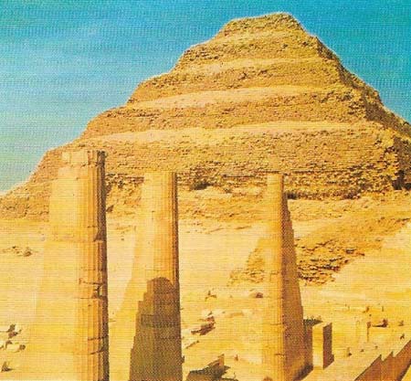King Zoser's step-pyramid at Sakkara, Memphis, was the first major Egyptian building in stone. It was supposedly designed by his vizier Imhotep, who was later deified.