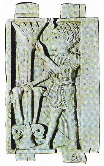 The tree of Life, fertility symbol of the Babylonians and Assyrians, and the lotus of Egypt are combined on this Phoenician ivory plaque from an Assyrian palace. It shows both the extent of Phoenician trade, and the resultant diverse influences on their culture.