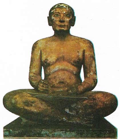 Scribes, such as this one depicted in an Old Kingdom statue, were the key to the smooth functioning of the Egyptian administration.
