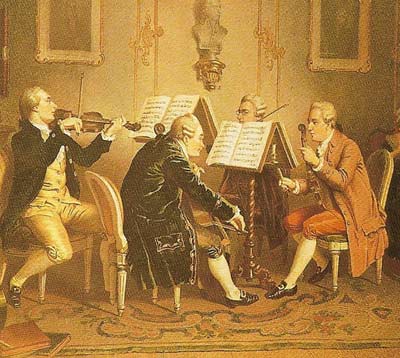 This painting by Pieter Fabris shows a group of mid 18th-century chamber musicians playing in Lord Fortrose's apartment in Naples, Italy.