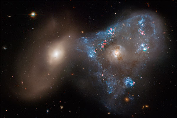 A spectacular head-on collision between two galaxies