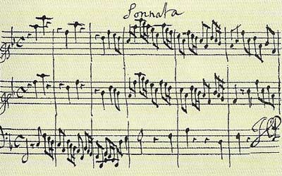 The opening of  Purcell's Golden Sonata for two violings and basso continuo<.