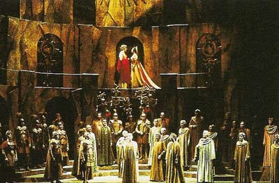 A scene from a 1975 production of L'incoronazione di Poppea