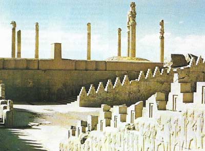 The Palace of Persepolis was begun in 518 BC by Darius and was built mainly under Xerxes I in 486–485 BC.