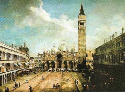 The Piazza San Marco in Venice, painted in 1723 during Vivaldi's lifetime by the Italian artist Canaletto.