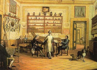 This painting by Pieter Fabris shows a group of mid 18th-century chamber musicians playing in Lord Fortrose's apartment in Naples, Italy.