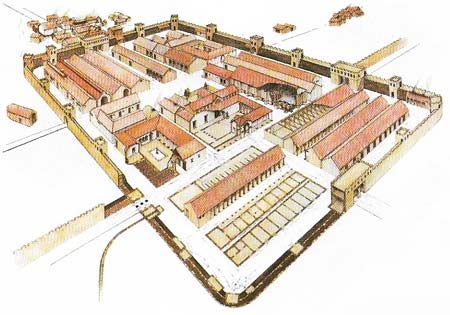 The typical Roman fort would hold 500 to 1,000 men. Each fort was strengthened by a wall with an earth rampart banked against it.