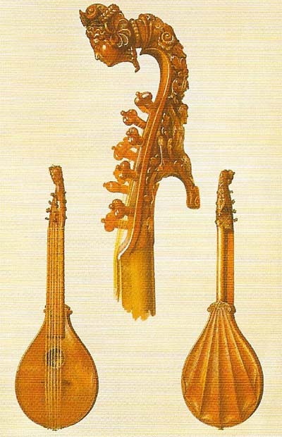 This finely-carved cittern is said to have been made by the great Italian stringed instrument maker Antonio Stradivari in 1700.