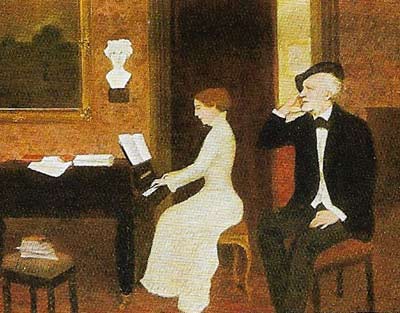 A domestic vision of Wagner at home with his second wife Cosima, daughterof Franze Liszt