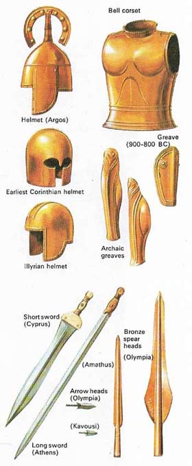 Bronze arms and armor were used by the aristocratic warrior's of Homer's poems, who fought in individual combat. But iron began to supersede bronze before 700 BC and tactics changed fundamentally, with heavily armed infantry (hoplites) fighting in a well-disciplined mass formation – the phalanx. Many hoplites came from outside the aristocracy (although they had to be wealthy enough to provide their own equipment) and this helped to weaken the old social order.