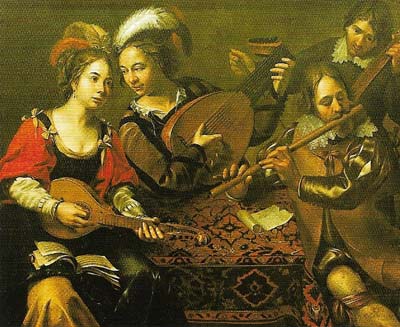 This early 17th-century painting by Wouer Pieterz Crabeth shows a cittern (left) being played wiith a lute and flute.