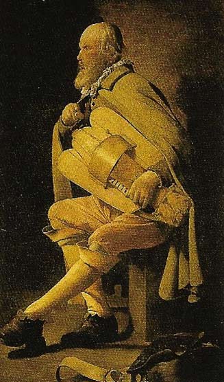 A 17th-century hurdy-gurdy player in Georges de la Tour's Le Vielleur.