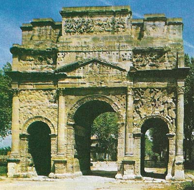 The triumphal arch at Orange, France, is the third largest Roman arch extant.