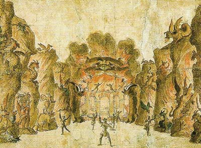 An original stage design by Jean Berain for Lully's tragédie-lyrique, Armide, first performed at the Académie Royale de Musique in Paris in 1686.