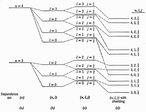 Bohr levels for n=3 and n = 4