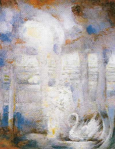 An impressionistic illustration of Sibelius's tone poem, The Swan of Tuonela by I. J. Belmont.