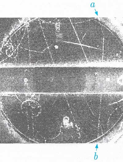 One of the first strange particle events observed in a cloud chamber.
