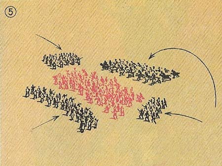 The Romans cavalry is nowhere to be seen. The Roman infantry is completely surrounded: it fights bravely for some time, but its defeat is now inevitable.