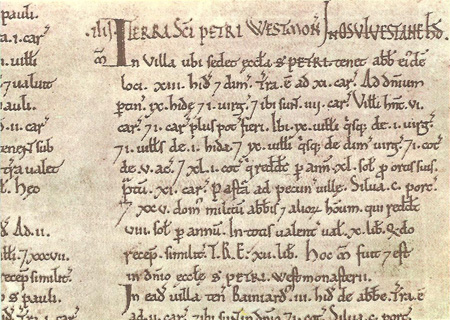 A page in the Domesday Book relating to Westminster