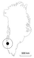 Location and extent of the impact structure near the town Maniitsoq in Greenland. Credit: GEUS