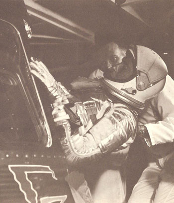 Walter Schirra entering the Sigma 7 capsule