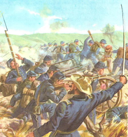 Confederate troops succumbed to Union forces in many battles toward the end of the American Civil War