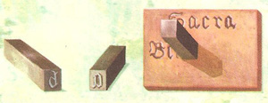 Metal punches were carved of the various letters of the alphabet in              relief. These raised punches were then pressed into clay, which was baked hard