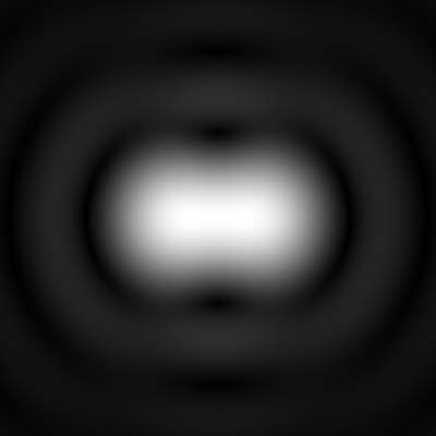 Diffraction pattern matching Dawes' limit.