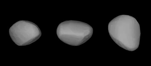 A three-dimensional model of Dembowska that was computed using light curve inversion techniques.