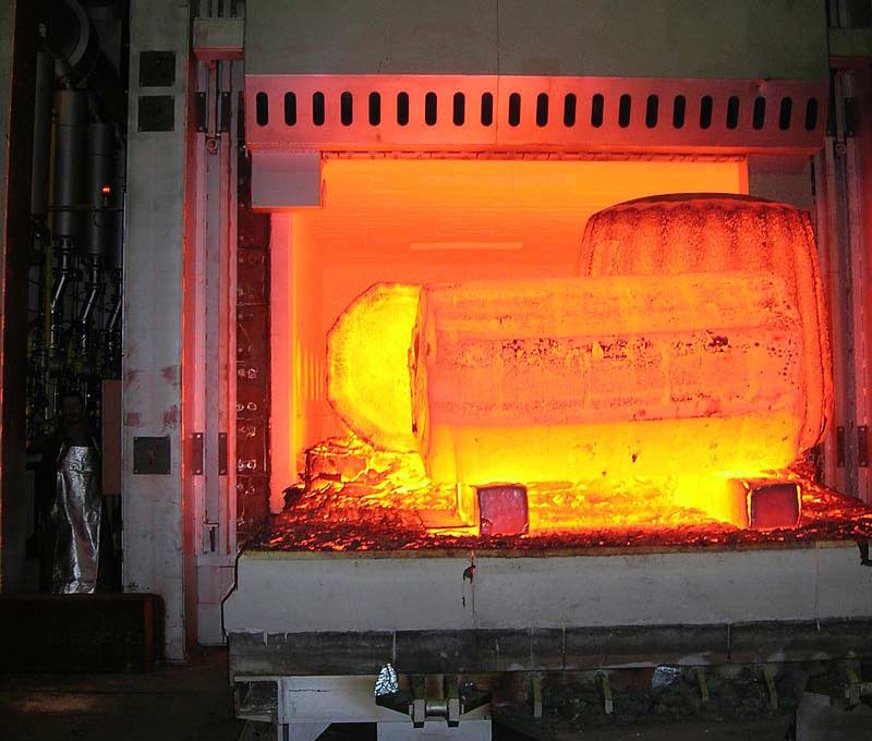 An industrial chamber furnace, used to heat steel billets for open-die forging