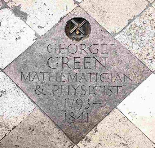A memorial stone for George Green was unveiled in the nave of Westminster Abbey in July 1993, adjoining the graves of Sir Isaac Newton and Lord Kelvin.