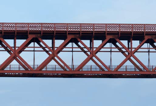 Iron girders in the Forth rail bridge.