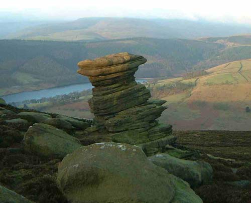 The Salt Cellar, a gritstone tor on Derwent Edge in the Peak District, Derbyshire, England.