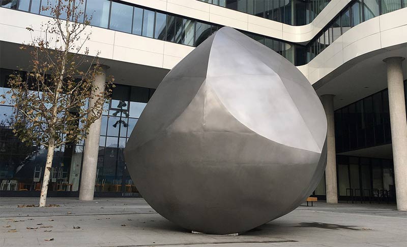 A gömböc statue in Budapest.