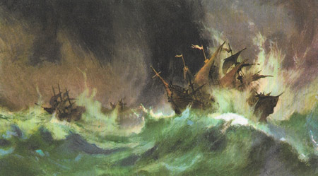 Diaz' three ships were forced from land by a fierce storm off the southern tip of Africa