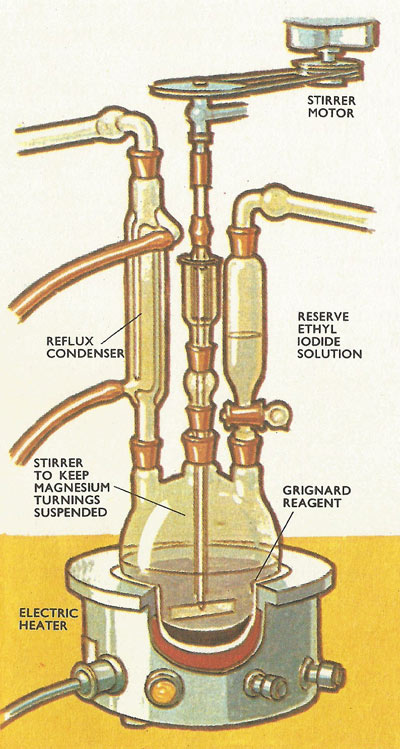 Three-necked flak used for preparing Grignard reagent