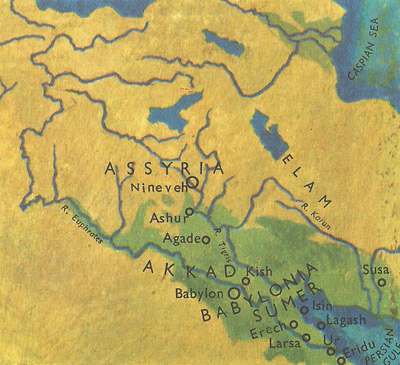 Principal Mesopotamian cities in the days of Hammurabi