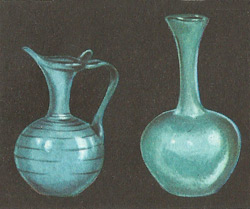 Roman glass jug and bottle of the 2nd century