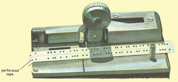 The head of an automatic transmistter used for tape with two lines of holes