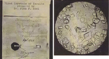 First crystals of insulin