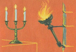 Candles and torches in elaborate metal holders were used to light up churches, and the rooms and halls in the houses and palaces of rich people, from the fifteenth to the eighteenth centuries