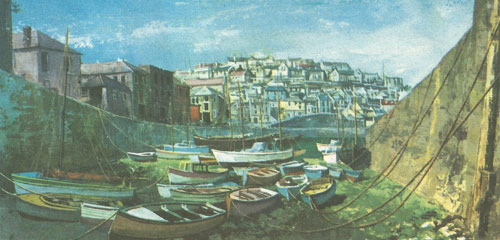 low tide in a Cornish village