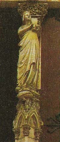 The sole surviving large exterior sculpture at Notre Dame, Paris